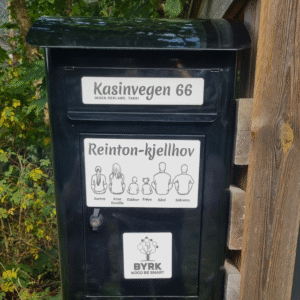 postkasseskilt med familiebilde