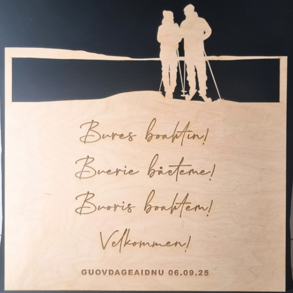 velkomskilt bryllup gravert siluett