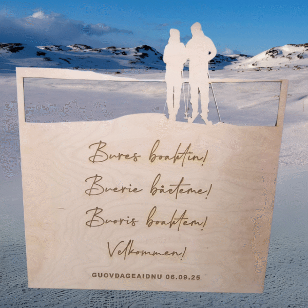 velkomskilt bryllup gravert siluett